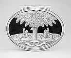 Snuffbox, Silver and oak, probably British