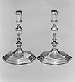 Pair of tapersticks, Thomas Merry I (active 1701–ca. 1724), Silver, British, London