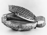 Nutmeg grater, Cowrie shell, silver, British