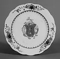 Plate, Hard-paste porcelain, Chinese, for European market