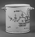 Wine bottle cooler (one of a pair), Chantilly (French), Tin-glazed soft-paste porcelain, silver, French, Chantilly