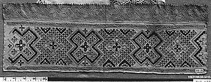 Fragment, Drawnwork, bobbin lace, silk, Northern Hungarian, Slovakian