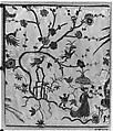 Panel, Gold threads and colored silks on white satin, British