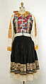 Wedding ensemble, cotton, silk, metal, Slovak
