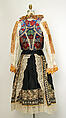 Wedding ensemble, cotton, silk, metal, Slovak