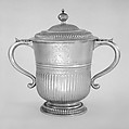 Two-handled cup with cover, Christopher Waggoner (active 1698–1702), Silver, Irish, Dublin