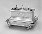 Inkstand on a tray, Samuel Lee, Silver, British, London