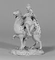 Turkish ruler seated upon a dromedary, Tin-glazed earthenware, German, Nassau-Usingen (Wiesbaden)