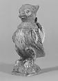 Inkwell in the form of an owl, Faience (tn-glazed earthenware), French, Rouen