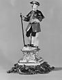 Standing man (one of a pair), Meissen Manufactory  German, Hard-paste porcelain, gilt bronze, German, Meissen