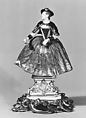 Standing woman (one of a pair), Meissen Manufactory German, Hard-paste porcelain, gilt bronze, German, Meissen
