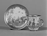 Two-handled beaker and saucer, Meissen Manufactory German, Hard-paste porcelain, German, Meissen