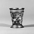 Beaker, Esaias Busch III  German, Silver gilt, painted enamel, copper, German, Augsburg