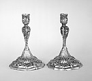 Candlestick (one of a pair), Emanuel Drentwett, Silver gilt, German, Augsburg