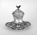 Urn-shaped inkwell with cover on stand, Abraham Drentwett IV, Silver gilt, German, Augsburg