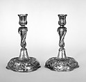 Candlestick (one of a pair), Johann Martin Satzger I, Silver gilt, German, Augsburg