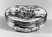 Snuffbox, Workshop of Charles Fromery German, Painted enamel on copper, partly gilt; gold, German, Berlin