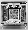 Low cabinet (meuble à hauteur d'appui) (one of a pair), after a design by André Charles Boulle (French, Paris 1642–1732 Paris), Oak and pine veneered with ebony and marquetry of tortoiseshell, brass, and pewter; gilt bronze; Porto marble, French