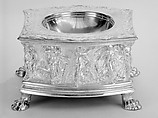 Saltcellar, Silver, gilt, British, after Italian original