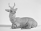 Recumbent deer, Polychromed terracotta, Italian, Naples