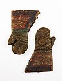 Mittens, leather, silk, metal, Russian