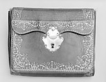 Briefcase, Leather, gilt, silver, and silk, French