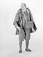 Man with cape and leather pouch, Polychromed terracotta head; wooden limbs; body of wire wrapped in tow; garments of various fabrics; leather pouch, Italian, Naples