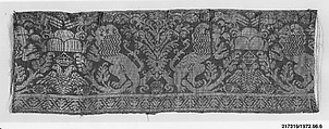 Valance, Silk and silver-gilt strips (now tarnished), Spanish or Italian