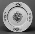 Plate, Hard-paste porcelain, Chinese, for British market