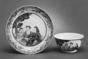 Teabowl and saucer, Hard-paste porcelain, Chinese, for European market
