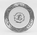 Plate (assiette à palmes) (one of four) (part of a service), Sèvres Manufactory French, Soft-paste porcelain, French, Sèvres