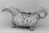 Sauceboat, Style of Whieldon type, Solid agateware, glazed, probably British, Staffordshire