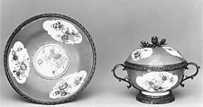 Bowl with cover and stand, Meissen Manufactory German, Silver, hard-paste porcelain, German, Meissen with French, Paris mounts