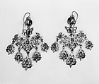 Pair of earrings (part of a set), Silver, silver gilt and rubies, Italian