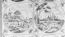 Tiles (16), Tin-glazed earthenware, Dutch
