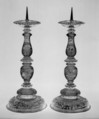 Pair of candlesticks, Rock crystal and silver gilt, Southern German