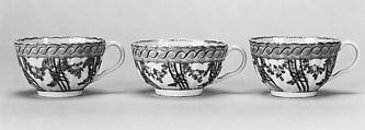Six tea cups (part of a service), Worcester factory (British, 1751–2008), Soft-paste porcelain, British, Worcester