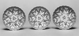 Six saucers (part of a service), Worcester factory (British, 1751–2008), Soft-paste porcelain, British, Worcester