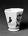 Octagonal beaker decorated with bird and trees, Attributed to followers of the Glasshouse of Bernard Perrot, Verrerie Royale d&#39;Orléans (1640–1709), Glass, French, Orléans