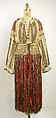 Dress, a,b) cotton, silk c) silk, wool, Romanian