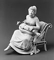 Woman playing a hurdy-gurdy, Soft-paste biscuit porcelain, French