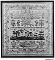 Embroidered sampler, Jane Rogers, Embroidered silk on wool, British