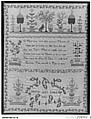 Embroidered sampler, Mary Ann Reed, Embroidered silk on wool, British