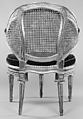 Desk chair (fauteuil de cabinet), Gilded walnut, caning, French 18th-century orange velvet, French