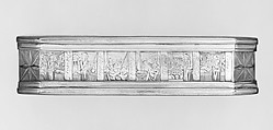 Tobacco box with scenes from life of Jonah, Brass, copper, silver, Dutch