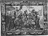 The Battle of Actium from a set of The Story of Antony and Cleopatra, Justus van Egmont  Flemish, Wool, silk, silver and silver-gilt thread (20-22 warps per inch, 8-9 per cm.), Flemish, Brussels