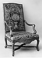 Armchair, Tapestry woven at Beauvais, Carved and gilded beechwood, with Beauvais tapestry covers of silk and wool, French