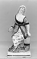 Widow seated with a cruse of oil, Lead-glazed earthenware, British, Staffordshire
