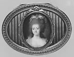 Snuffbox with portrait of a woman, Joseph Etienne Blerzy (French, active 1750–1806), Gold, enamel, ivory, glass, French, Paris