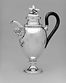 Hot milk pot, Alois Simpert Eschenlohr (1785–1837, master 1824?), Silver, ebony, ivory, macassar ivory, German, Augsburg